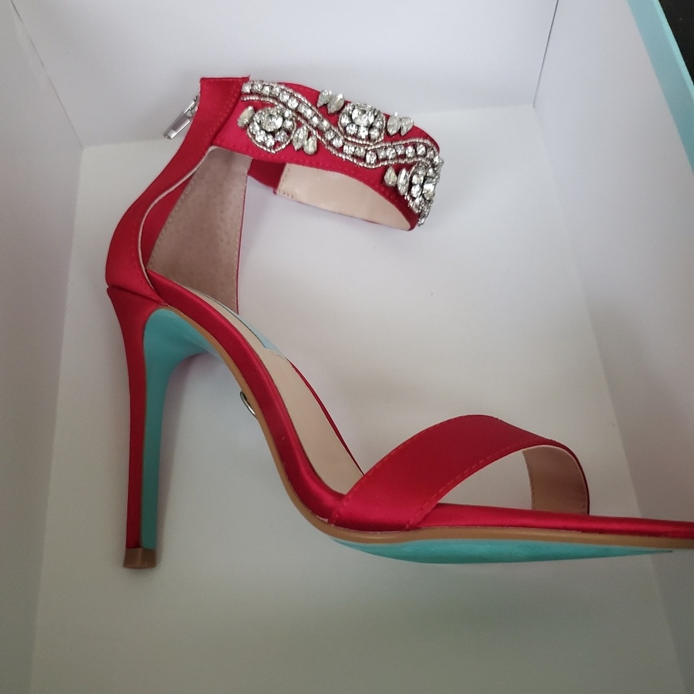 Betsy Johnson Heels-Red Satin - Picture 4 of 4